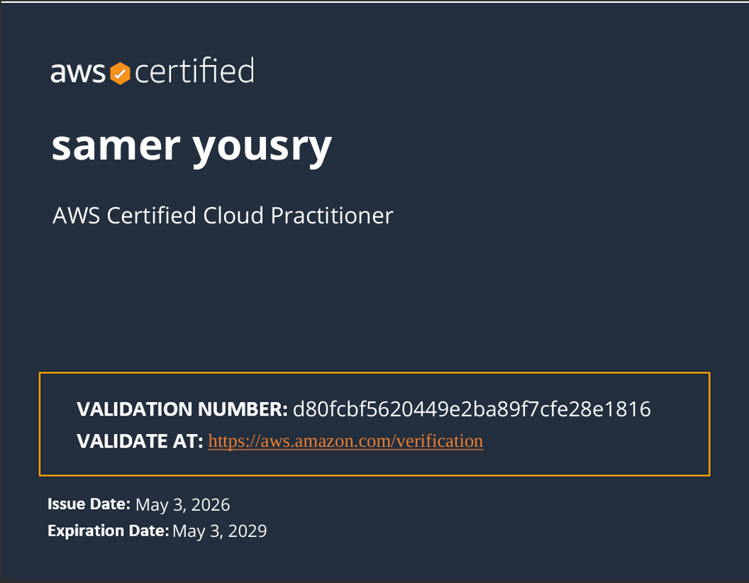 AWS Certified Cloud Practitioner badge